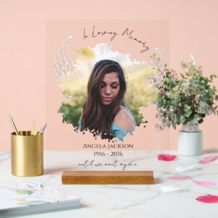 Clear Angel Wings Memorial Foto Acryl Bord