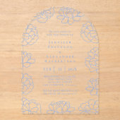 Clear Blue Botanical Wedding Acryl Uitnodiging Acryl Uitnodigingen (Voorkant)