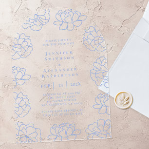 Clear Blue Botanical Wedding Acryl Uitnodiging Uitnodigingen