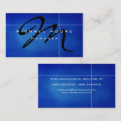 Clear Blue Monogram Unique Manager Carte de visite (Devant / Derrière)