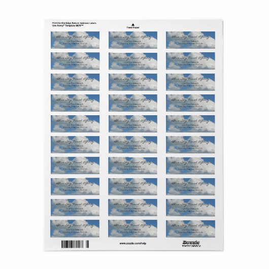 Clear Blue Sky Etiket (Full Sheet)