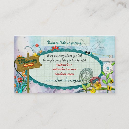 Clear Blue Whimsey CUSTOM Visitekaartje (Voorkant)