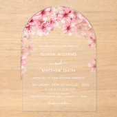 Clear Cherry Blossom Wedding Acryl Uitnodigingen (Voorkant)