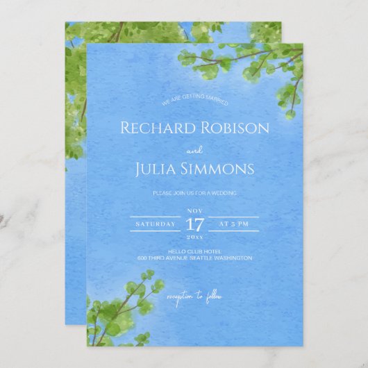 CLEAR Enregistrer La Date Invitation / Aquarelle A (Devant / Derrière)