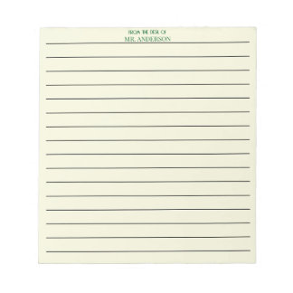 Clear Green Teacher Lined Paper From The Desk Of  Notitieblok