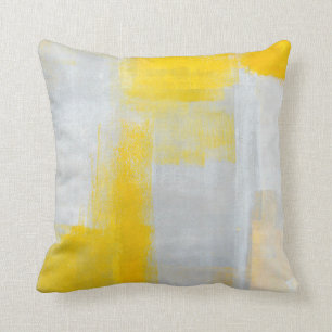 'Clear' Grey and Yellow Abstract Art Pillow Kussen