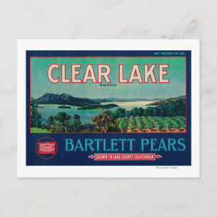Clear Lake Pear Crate LabelLake County, CA Briefkaart