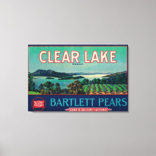 Clear Lake Pear Crate LabelLake County, CA Canvas Afdruk