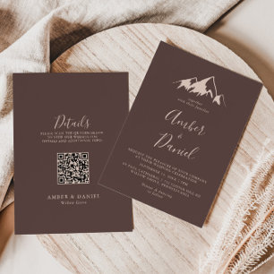 Clear Mountain Boho Back and Front Wedding Kaart