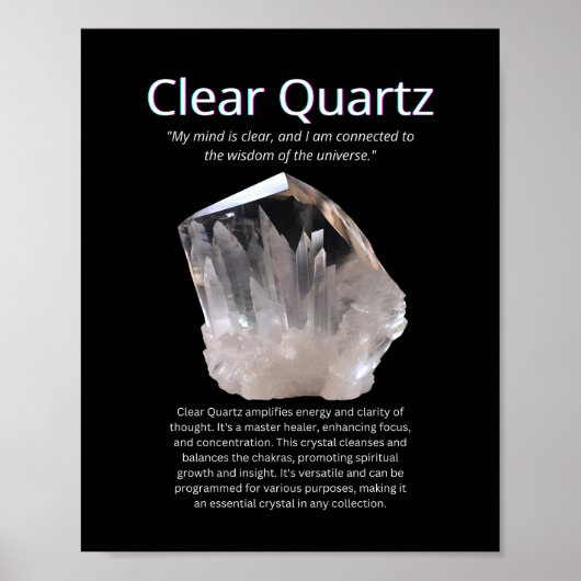 Clear Quartz Stone Crystal Betekenis Poster (Voorkant)