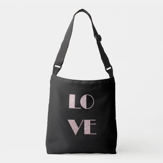 Clear roos Gold Glitter Love Tekst Crossbody Tas (Voorkant)