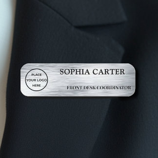 Clear Silver Hairline Classic Name Badge Custom