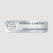 Clear Silver Hairline Classic Name Badge Custom (Devant)