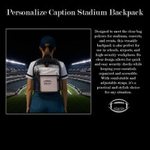 Clear Stadium Backpack Game Day Football Backpack