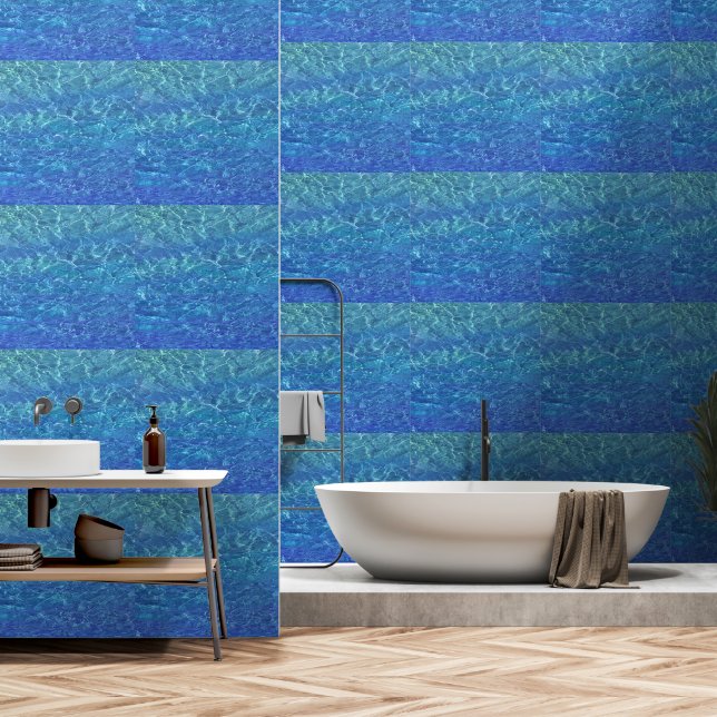 Clear Water Patterns Strand Blauwgroen Blue Ocean  Behang (Badkamer)