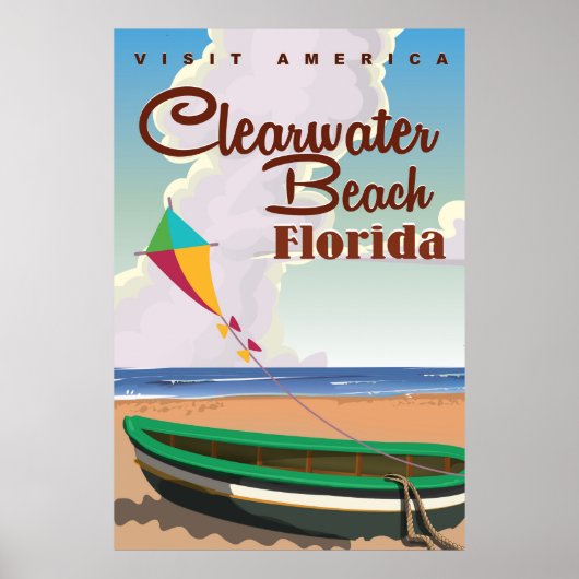Clearwater Beach, Florida affiche de voyage vintag (Devant)