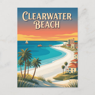 Clearwater Beach Florida Golfkust Vintage Poster Briefkaart