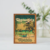 Clearwater Beach Florida Palm Tree Souvenirs 60s Briefkaart (Staand voorkant)