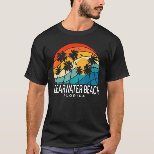 Clearwater Beach Florida Palm Tree Tropical Beach T-shirt (Voorkant)