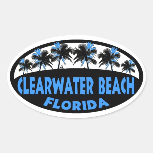 Clearwater Beach Florida palms Ovale Sticker (Voorkant)