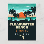 Clearwater Beach Florida Retro Sunset Souvenirs Briefkaart (Voorkant)