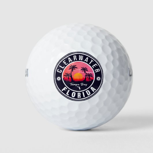 Clearwater Beach Florida Retro Sunset Souvenirs Golfballen (Voorkant)