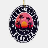 Clearwater Beach Florida Retro Sunset Souvenirs Keramisch Ornament (Rechts)