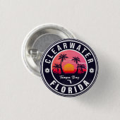 Clearwater Beach Florida Retro Sunset Souvenirs Ronde Button 3,2 Cm (Voorkant /achterkant)