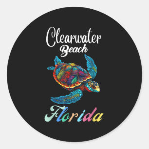 Clearwater Beach Florida Tie Dye Zee Schildpad Fam Ronde Sticker