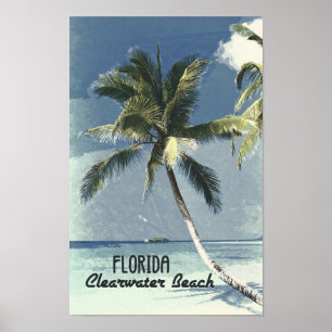 Clearwater Beach Florida Vintage Travel Poster Art