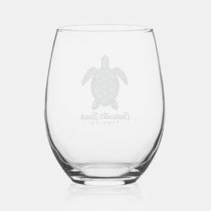 Clearwater Beach Florida Zeeschildpad Vector Desig Wijnglas Zonder Voet