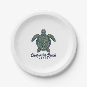 Clearwater Beach Florida Zeeschildpad Vectorontwer Papieren Bordje
