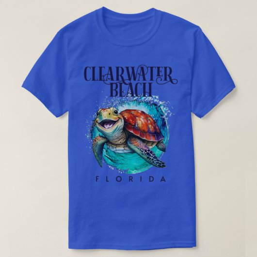 Clearwater Beach Waterverf Happy Zee Turt T-shirt (Design voorkant)