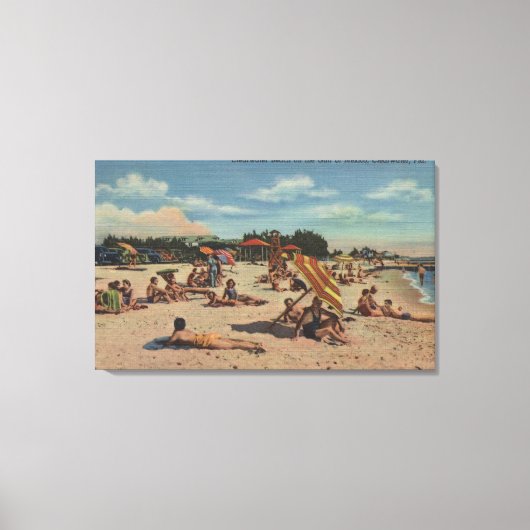Clearwater, FL - Sunbathers on Clearwater Beach Canvas Afdruk (Voorkant)