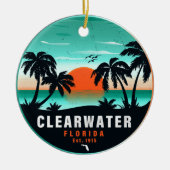 Clearwater Florida Beach Retro Sunset Souvenirs Keramisch Ornament (Voorkant)