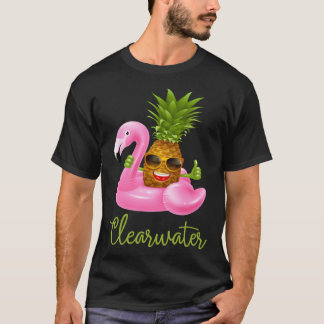 Clearwater Florida Beach Tropical  Flamingo Pineap T-shirt