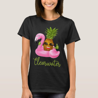 Clearwater Florida Beach Tropical  Flamingo Pineap T-shirt