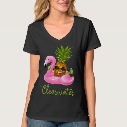 Clearwater Florida Beach Tropical  Flamingo Pineap T-shirt (Voorkant)