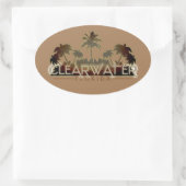 Clearwater Florida palmiers ovales autocollant (Sac)