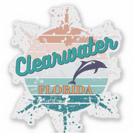 Clearwater Florida Retro  exploderende zonsonderga Sticker (Voorkant)