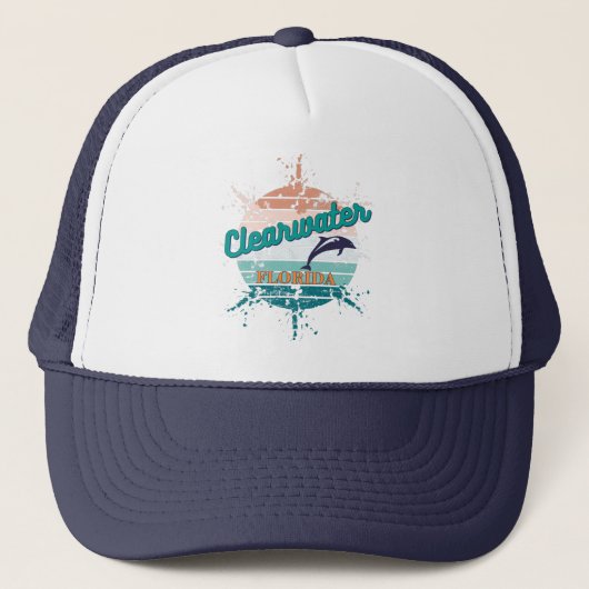 Clearwater Florida Retro Exploding Sunset Trucker Pet (Voorkant)