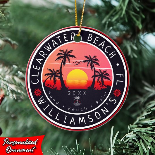Clearwater Florida Retro Sunset Souvenirs 80s Keramisch Ornament