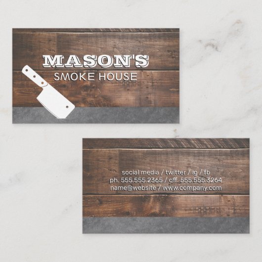 Cleaver | Hout en Leisteen Visitekaartje (Voorkant / Achterkant)