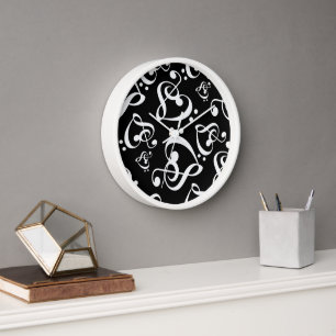 Clef Bass Clef Hearts Music Pattern-klok