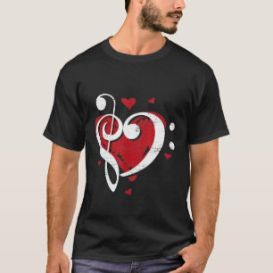 Clef Bass Heart Love Musical Instrument Musician M T-shirt