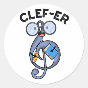 Clef-er Funny Music Pun Ronde Sticker