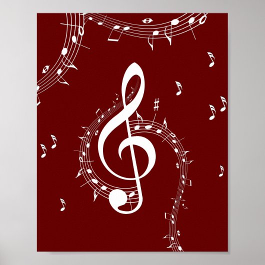 Clef muziek rood poster (Voorkant)
