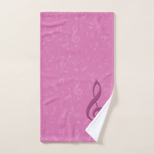 Clef rose Girly et notes musicales (Serviette à main)