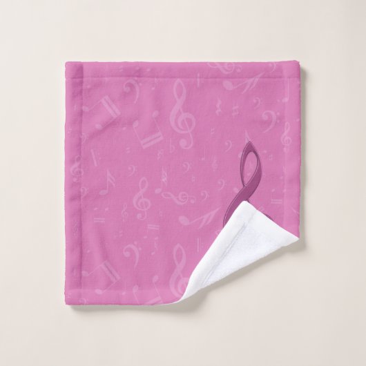 Clef rose Girly et notes musicales (Gant de toilette)