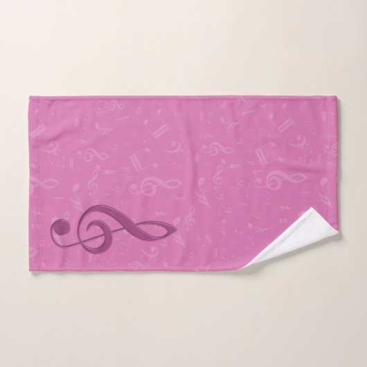 Clef rose Girly et notes musicales (Serviette à main)